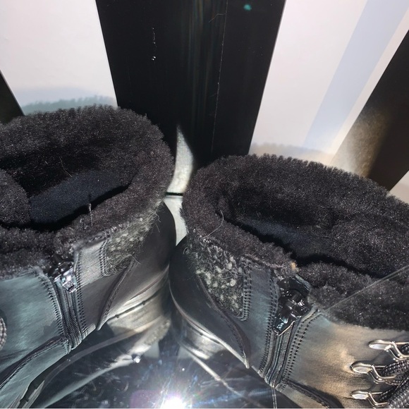 BareTraps Chunky Heeled Winter Heeled Work Boots Sz 9 Women’s Black Faux Leather - Picture 5 of 9